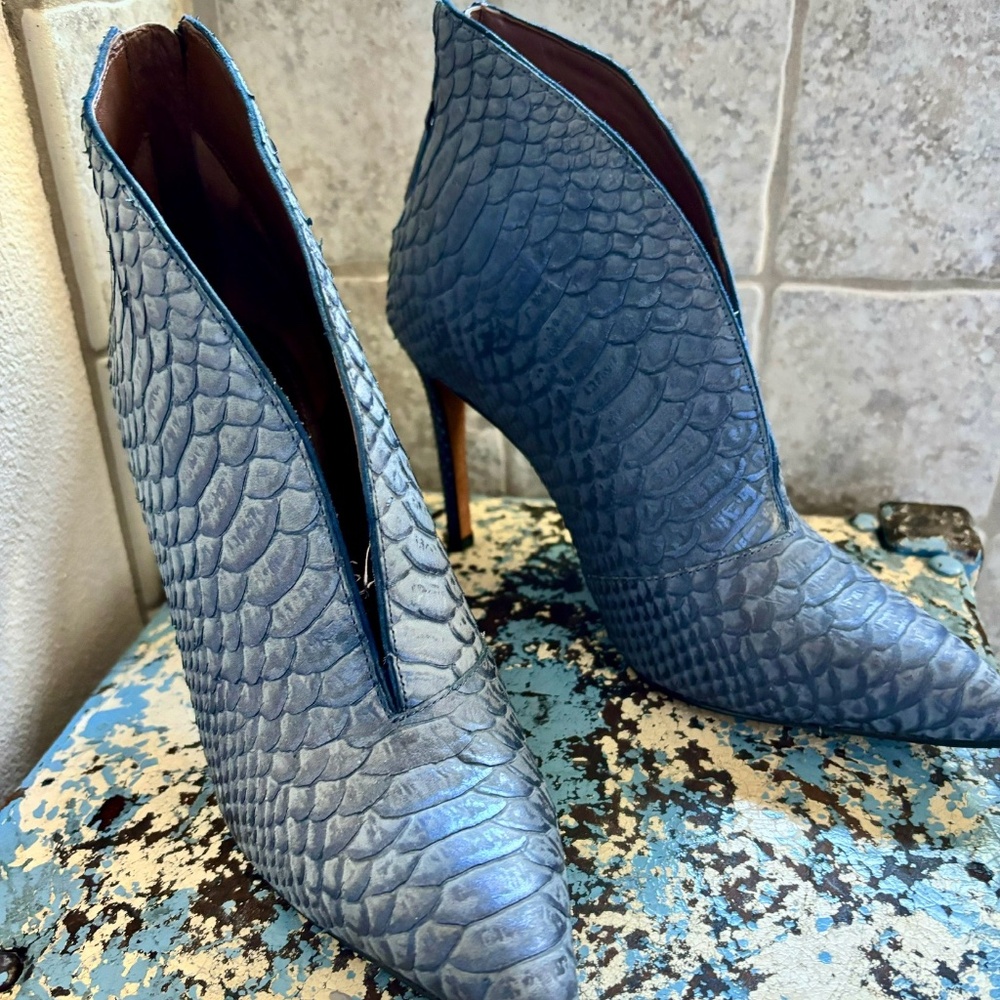 Donald J. Pliner snakeskin high heel booties